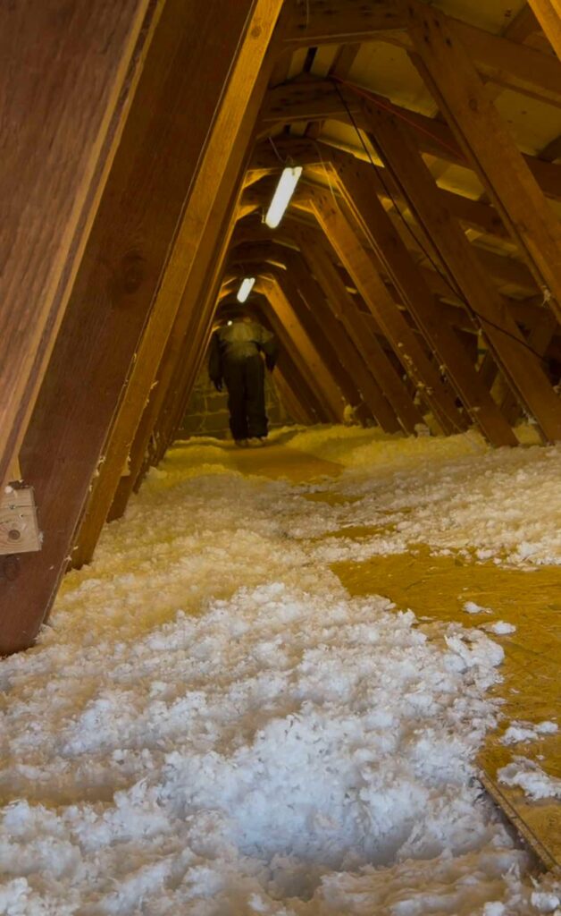 Fagmand tjekker isoleringstykkelse