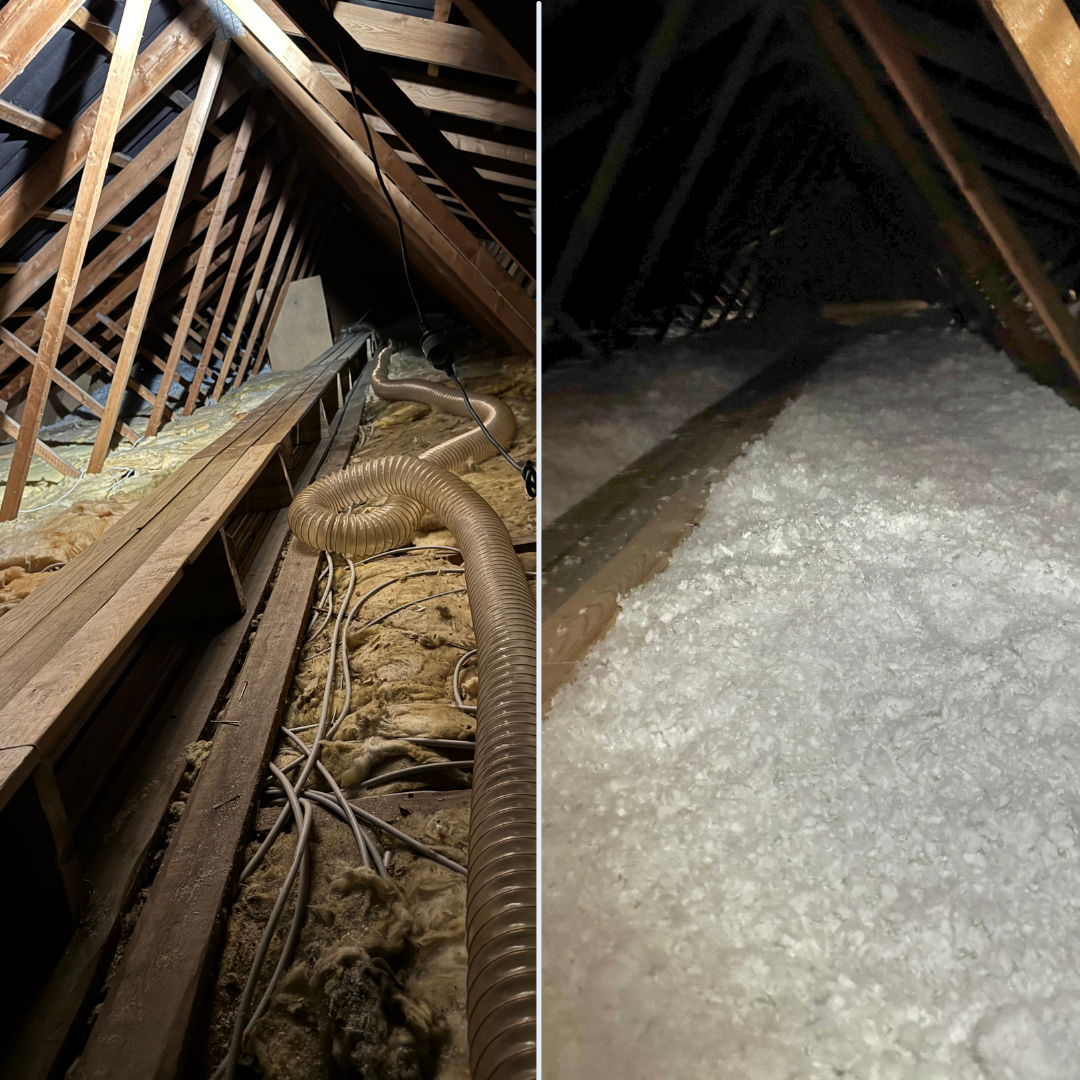 Før og efter loftisolering